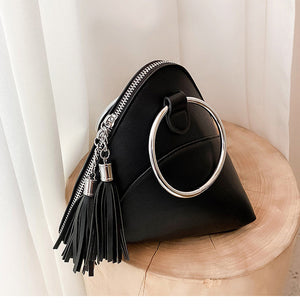 Textured Small Bag Female Tassel Handbag