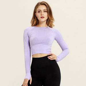 Seamless Yoga Shirts For Women Vital Seamless Long Sleeve Crop Top Thumb Hole Fitted Gym Top Shirts Workout Running Clothes