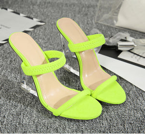 Crystal Wedge Hollow Fluorescent High Heel Sandals