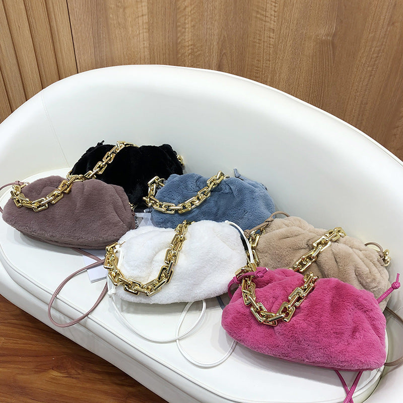 Furry Handbags Winter Fashion One-Shoulder Diagonal Chain Bag