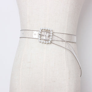 Transparent Plastic Pearl Buckle Women's Belt