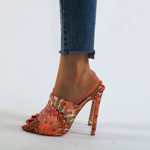 Colorful Sandals Women's Stiletto High Heels Back Open Toe Women's Shoes