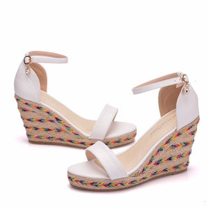 Straw Bohemian Platform Wedge Sandals