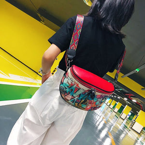 Personalized Graffiti Handbags Wide Shoulder Strap Waist Bag Letter Single Shoulder Messenger Bag