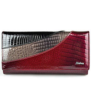 Fashion Snap Button Women's Cowhide Patent Leather Wallet