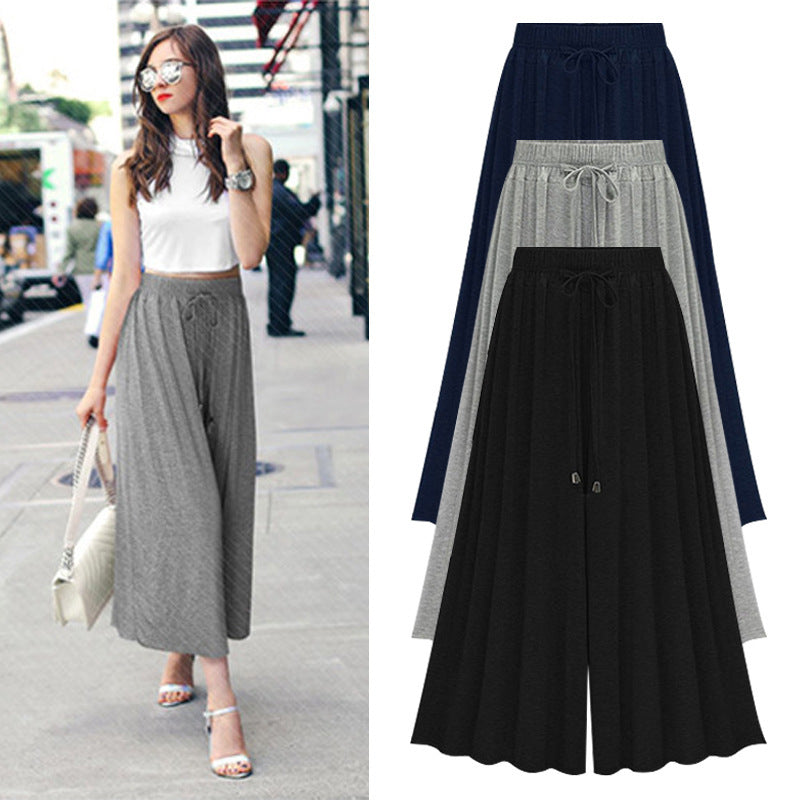 Women's high waist wide leg pants cropped trousers