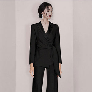 Women's Temperament Fashion Suit Wide-legged Pants Set