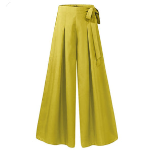 Women's Cotton And Linen Big Swing Line Wide Loose High Waist Wide-leg Pants