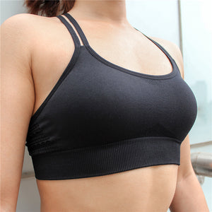 Seamless Hollow Out Fitness Gym Bra Women Double Straps Sport Yoga Bra Quick Dry Plus Size Running Sport Tank Tops With Padded