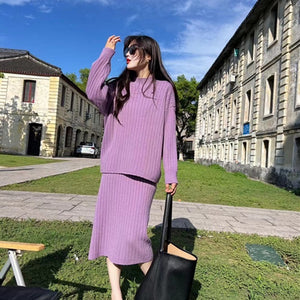 Autumn And Winter New Half Turtleneck Sunken Stripe Loose-fitting Women's Sweater Dress