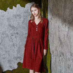 Spring and autumn new long sleeve mid length nightdress