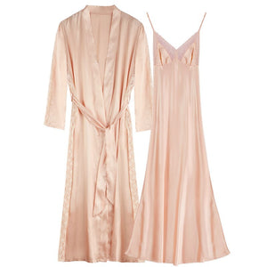 Two-piece nightgown with long suspenders