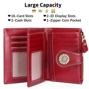 Wallet Women's Short Oil Wax Leather Zipper Card Holder