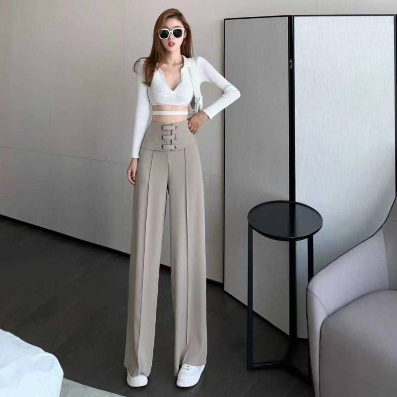 women's high waist wide leg pants drape straight spring autumn