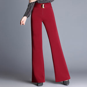 Simple Korean Style Wide Leg Pants Women High Waist