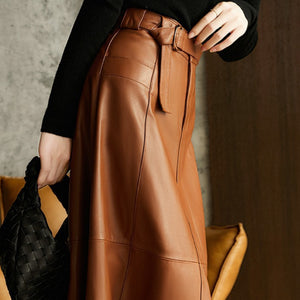 Fashion Retro All-match A- Line High Waist Slimming Draping Mid-length Skirt