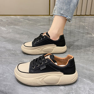 White Shoes Women's Leather Student Board Breathable Casual Shoes