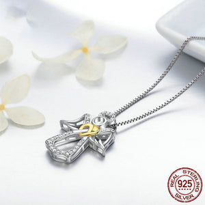 Sterling Silver Guardian Angel Necklace Diamond Necklace for Women