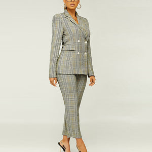 Women's Elegant Slim Plaid Business Suit