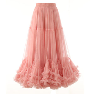 Lace A- Line Bubble Large Hem Fashion Mesh Skirt