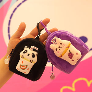 Creative Juice Milk Tea Small Animal Doll Solid Color Zero Wallet