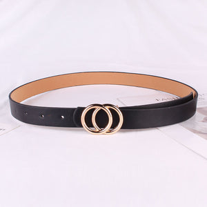 Simple And Versatile Belt Women's Ring Decorative Metal Round Buckle