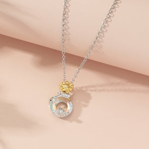 Fashion Circle Crystal Sunflower Necklace For Women