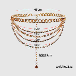 Summer Jewelry Hot Pants Chain Multilayer Chain Gold Fashion Jeans Hip Hop Punk Street Shooting Accessories Waist Chain Women