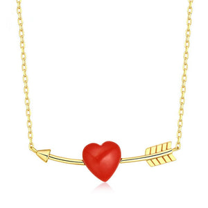 Gold Cupid's Arrow Heart Necklace for Women