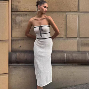 Strapless Dress Backless Fashionable Knitted Long Dress Sexy