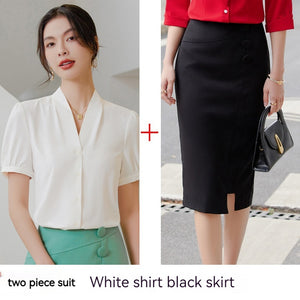 Women's Chiffon Shirt Long Skirt Set