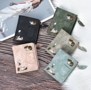 Jeans Style Wallet Cat Embroidered Canvas Large-capacity Wallet