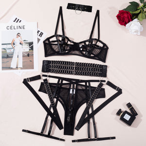 Gather Chest Strap Hollowed Out Lingerie For Women