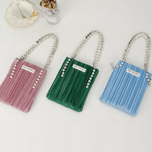 Personalized Handbag Pleated Handbag Drill Strip Shoulder