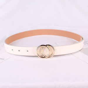 Simple And Versatile Belt Women's Ring Decorative Metal Round Buckle