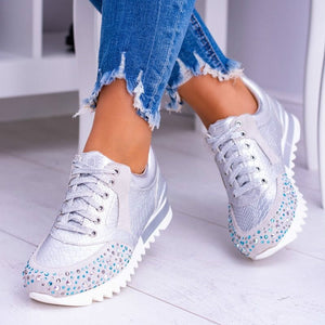 New Leisure Rhinestone Fashion Plus Size Women's Sports Running Shoes