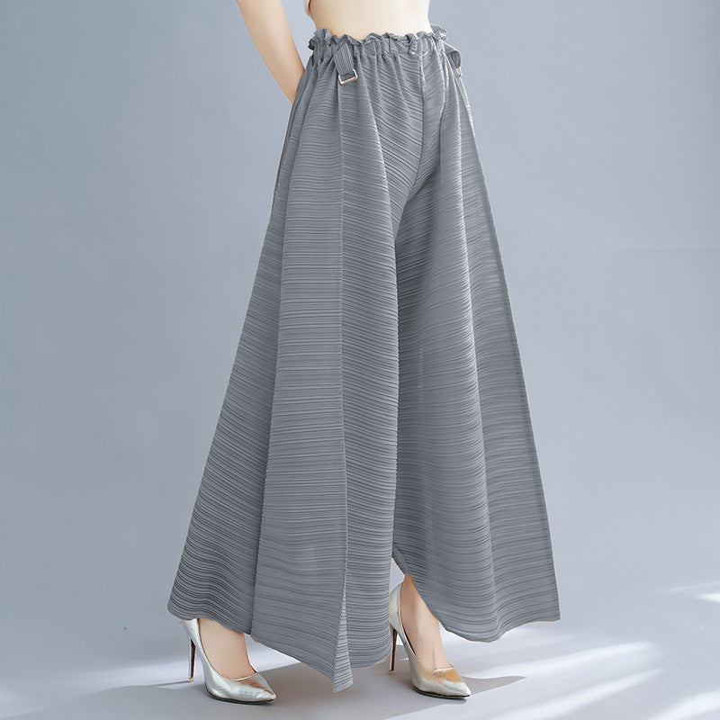 Women's Pleated Wide Leg High Waist Large Straight-leg Pants