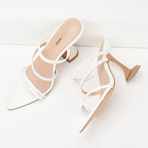Women's Pointed-toe Sandals Thin Strap Patent Leather Super High Stiletto Heels