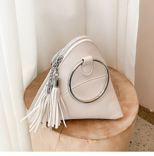 Textured Small Bag Female Tassel Handbag