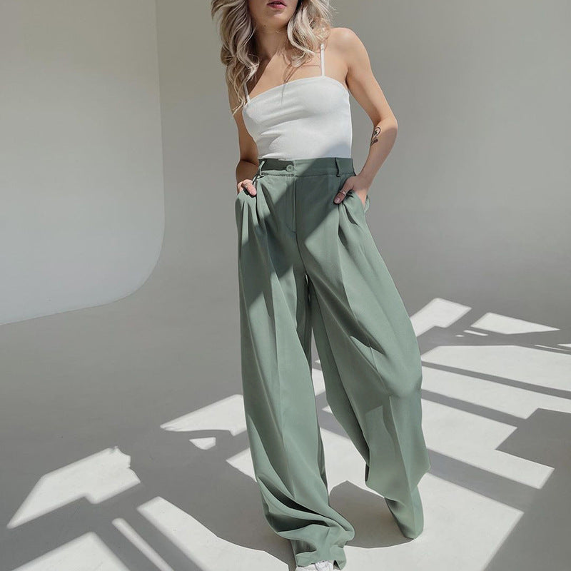 Summer European And Beautiful Wide-leg Pants Loose High Waist Drape Comfort