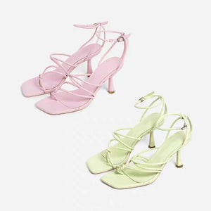 A Word Buckle All-match Simple Flip-flops High Heels Trend